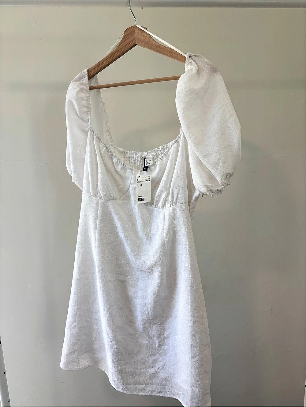 H&M Puff-Sleeved Dress White Puff Sleeve Mini Dress XS NWT
